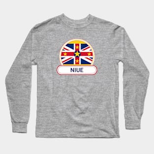 Niue Country Badge - Niue Flag Long Sleeve T-Shirt